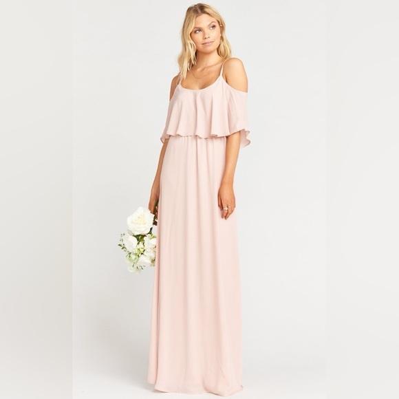 Show Me Your MuMu Dresses & Skirts - Show Me Your Mumu Caitlin Ruffle Maxi Dress in Dusty Blush Crisp Color NEW Small